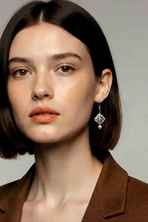 Kolczyki z białej perły z Kryształem Górskim