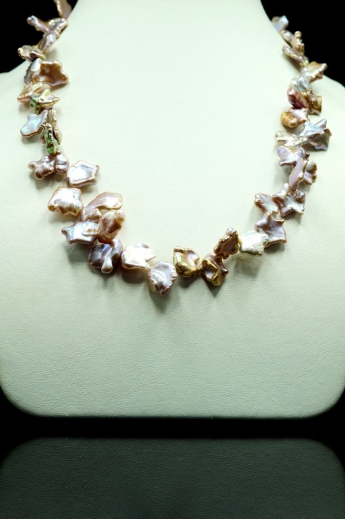 Naszyjnik z pereł Keshi w kolorze lilaróż