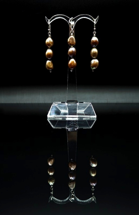 Kolczyki i zawieszka Boho z brązowych pereł Barock