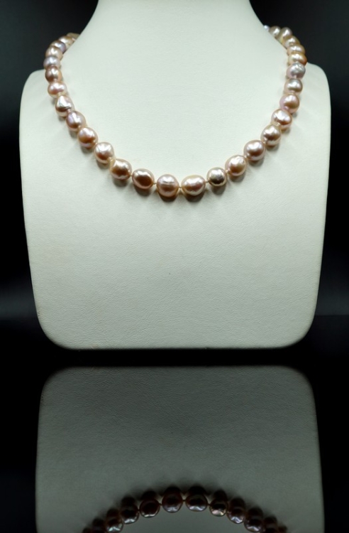 Naszyjnik z pereł lilaróż z gatunku Barock