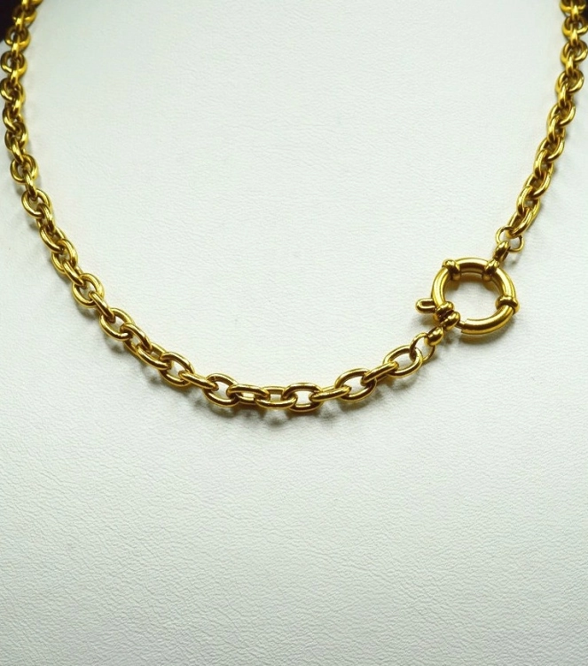 Złoty choker łańcuch ze srebrną perłą Coin