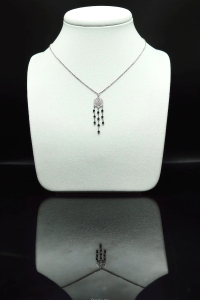 Srebrny Choker Łapacz Snów z czarnymi Kryształkami