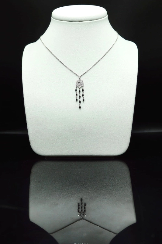 Srebrny Choker Łapacz Snów z czarnymi Kryształkami