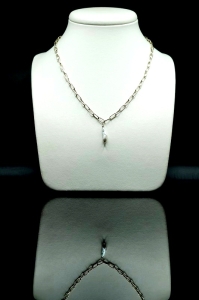 Srebrny Choker z białą perłą Biwa