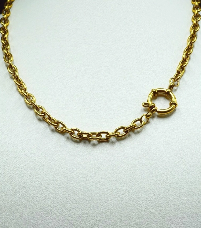 Złoty choker łańcuch ze srebrną perłą Coin