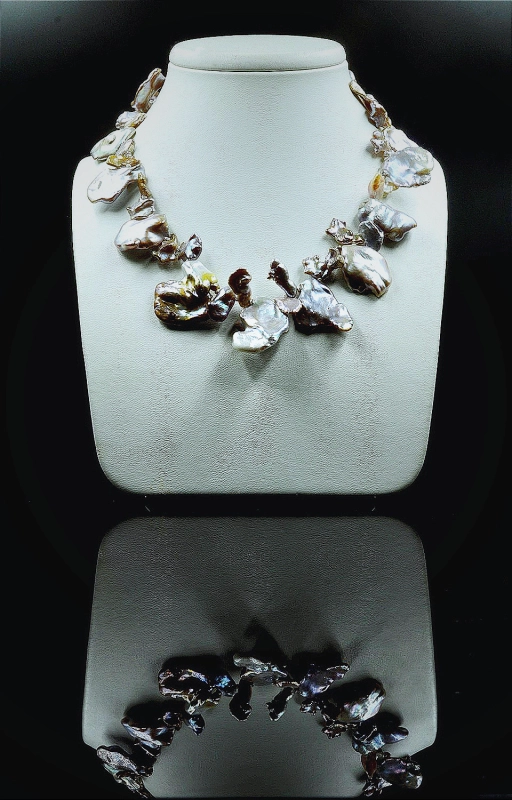 Kolia Boho z pereł Keshi lilaróż